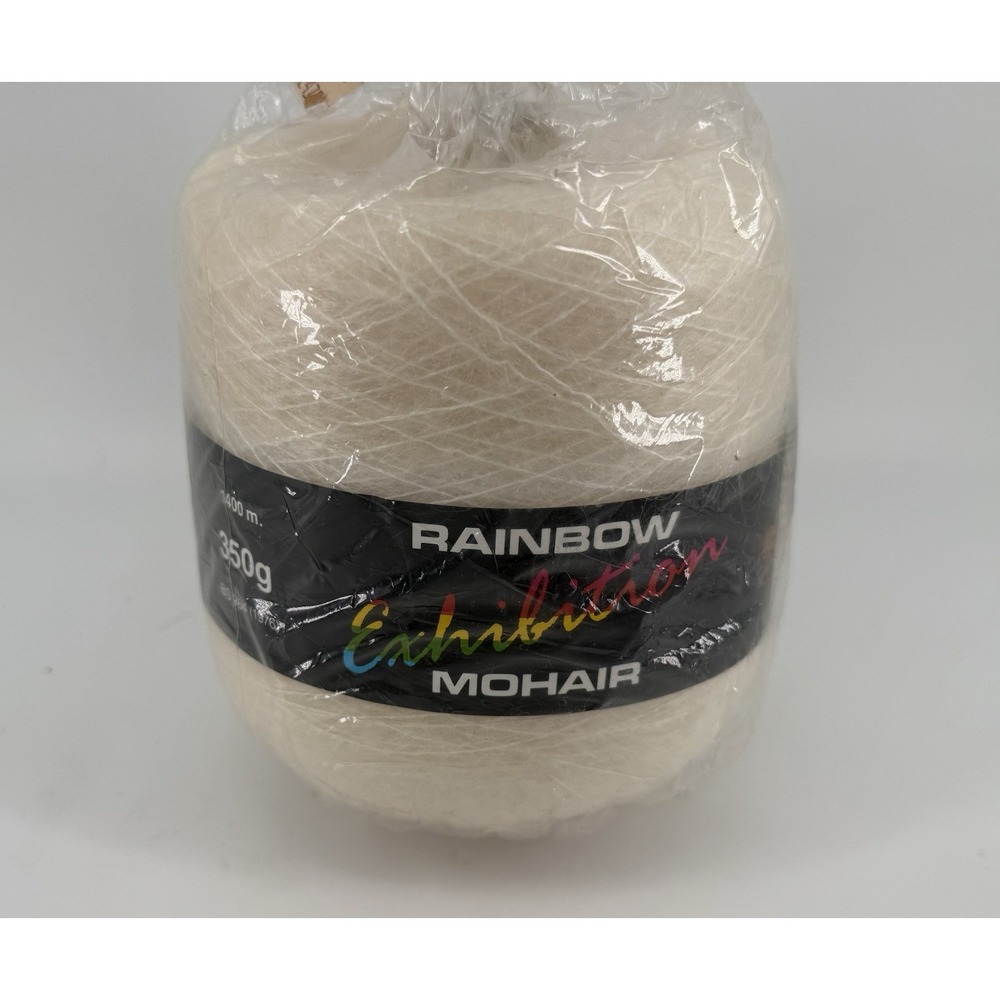 Rainbow Exhibition Mohair Yarn Cone 350g Cream Ivory Lace Weaving Knit Yarn